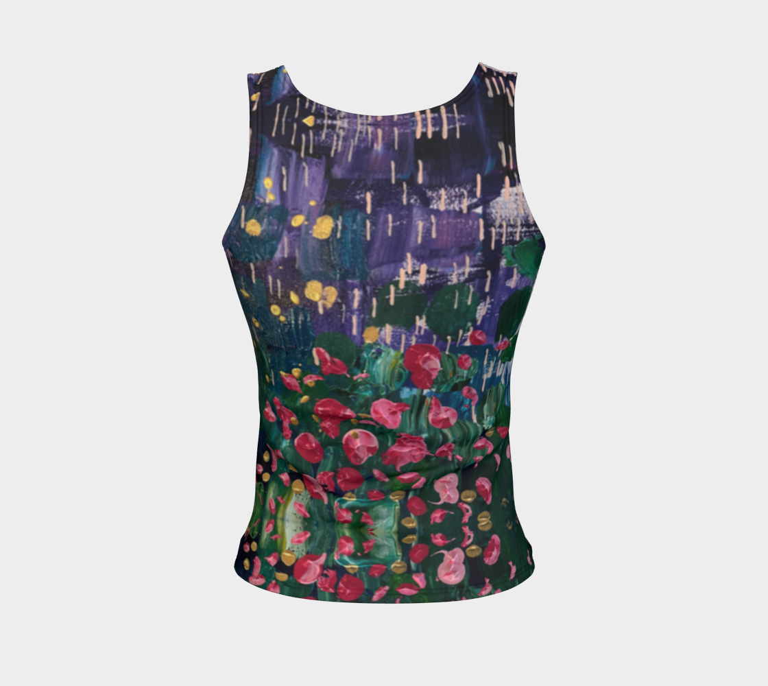"Spring Rain" Fitted Tank LONG (Purple, Pink,Green)