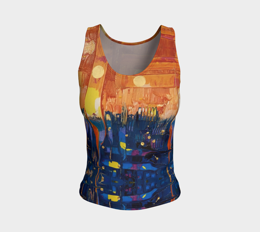 "Chantry Island Sunrise" Fitted Tank  ( Blue, Orange)