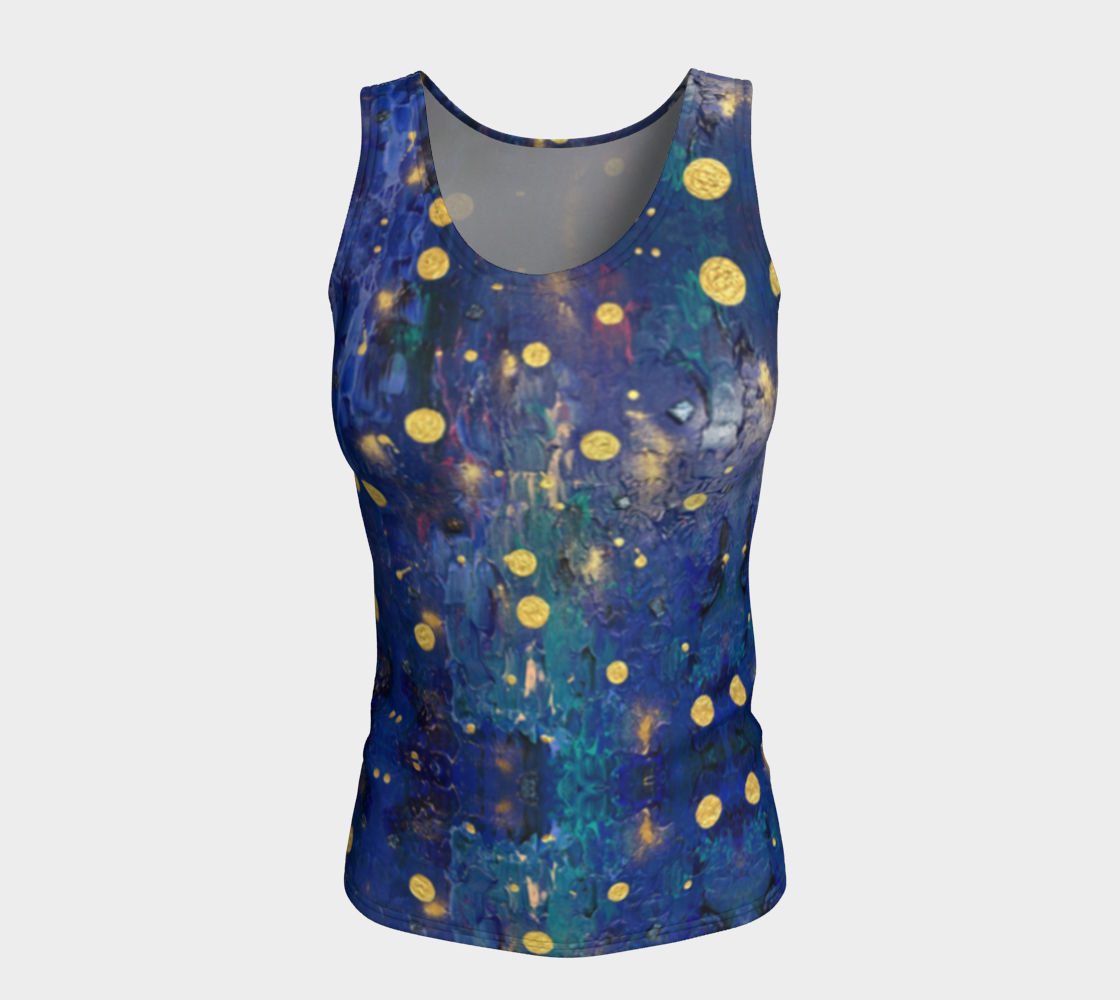 "Advent Blue" Fitted Tank Top #2 (Blue, Gold)