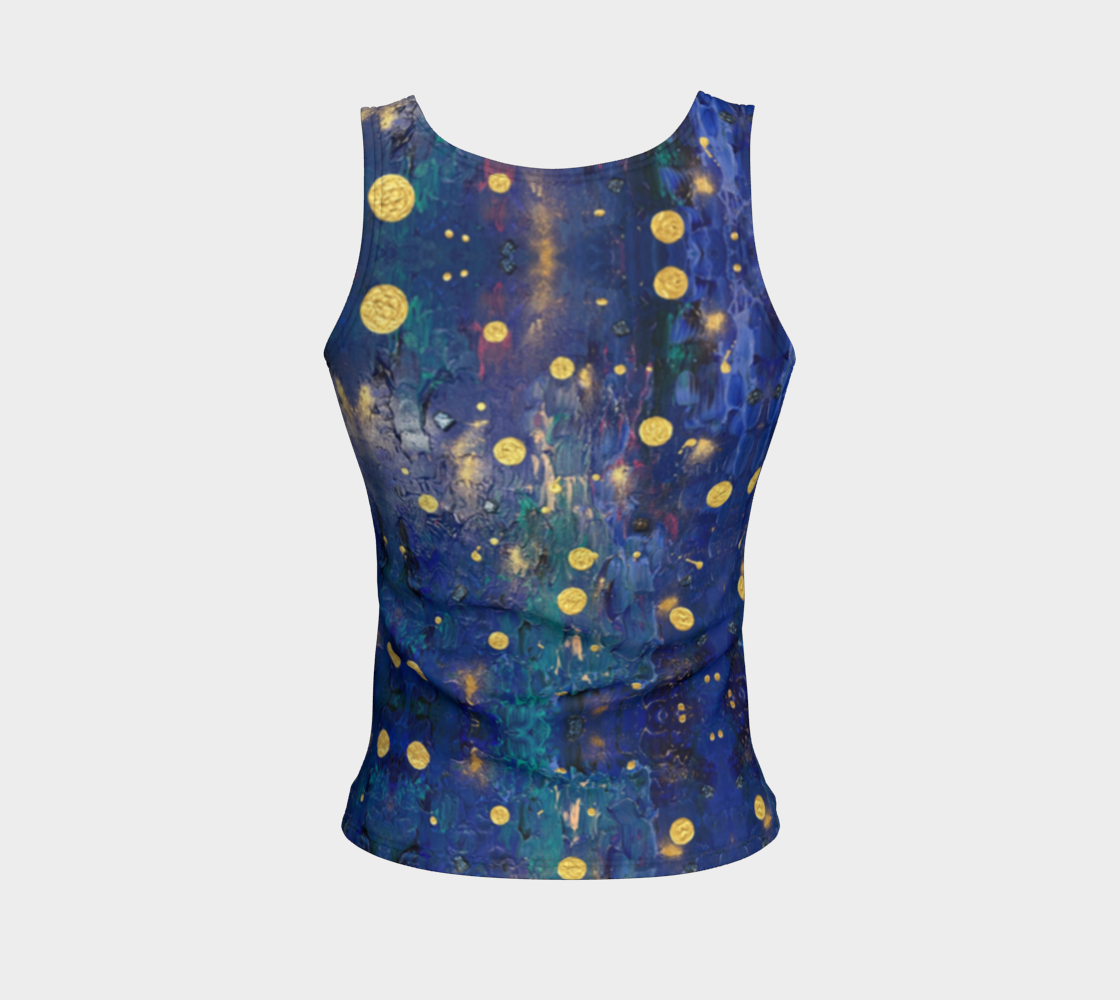 "Advent Blue" Fitted Tank Top #2 (Blue, Gold)