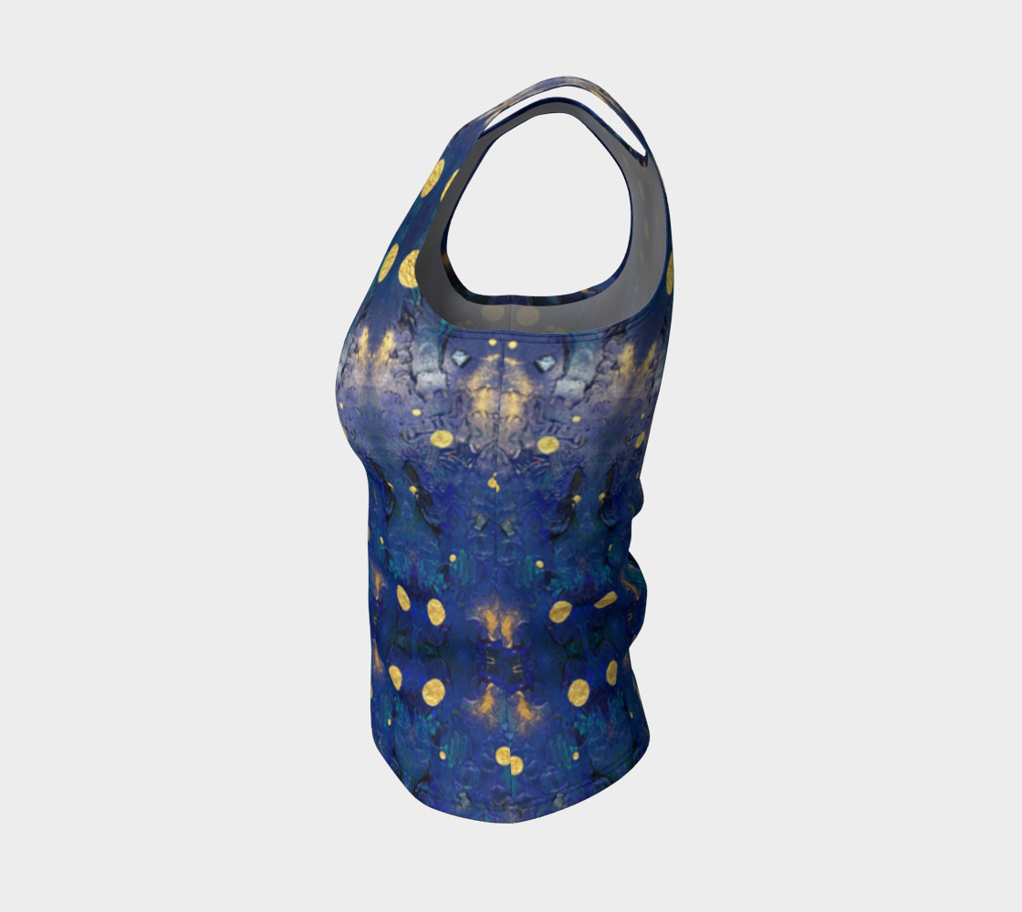 "Advent Blue" Fitted Tank Top #2 LONG (Blue, Gold)