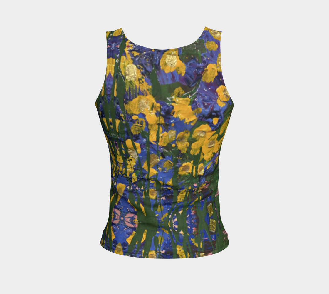 "Buttercups" Fitted Tank Top  LONG (Yellow, Purple, Green)