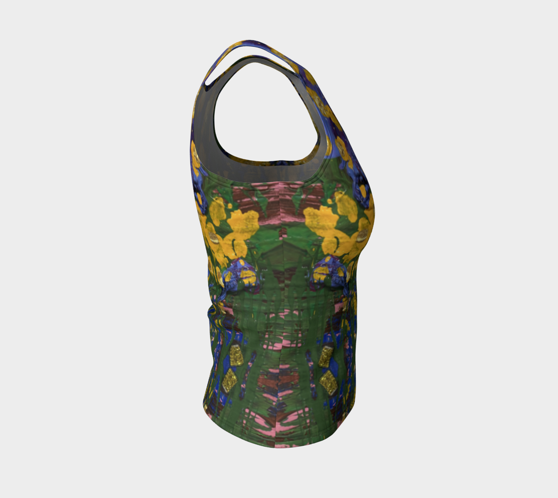 "Buttercups" Fitted Tank Top  LONG (Yellow, Purple, Green)