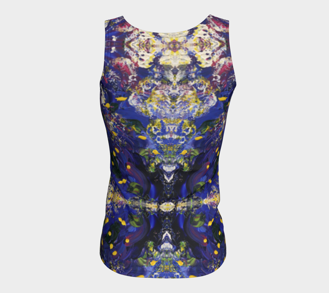 "Spring Flowers" Fitted Tank Top LONG (Purple and Yellow)
