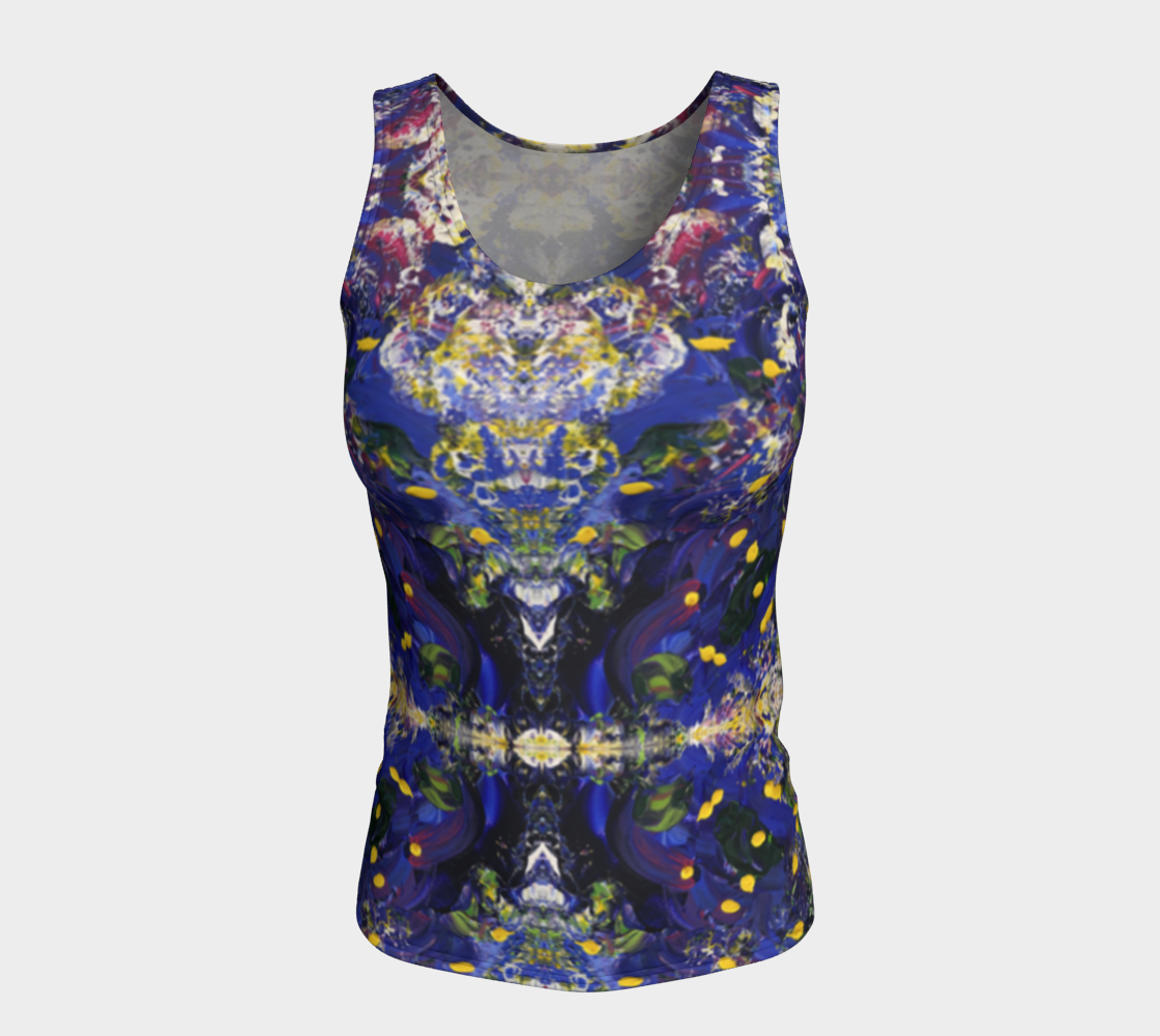 "Spring Flowers" Fitted Tank Top (Purple and Yellow)