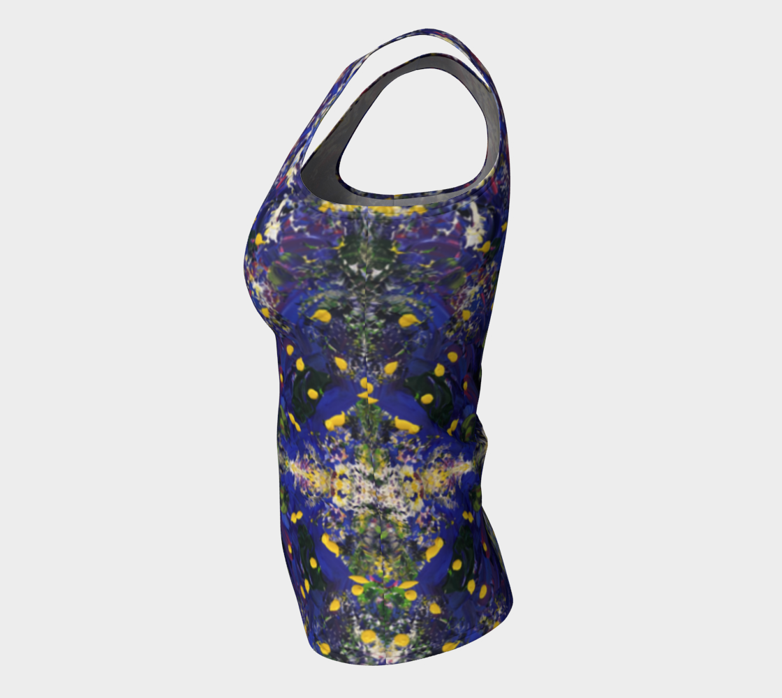 "Spring Flowers" Fitted Tank Top (Purple and Yellow)