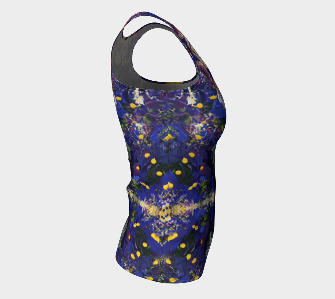 "Spring Flowers" Fitted Tank Top (Purple and Yellow)