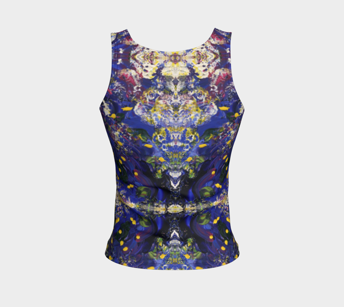 "Spring Flowers" Fitted Tank Top LONG (Purple and Yellow)