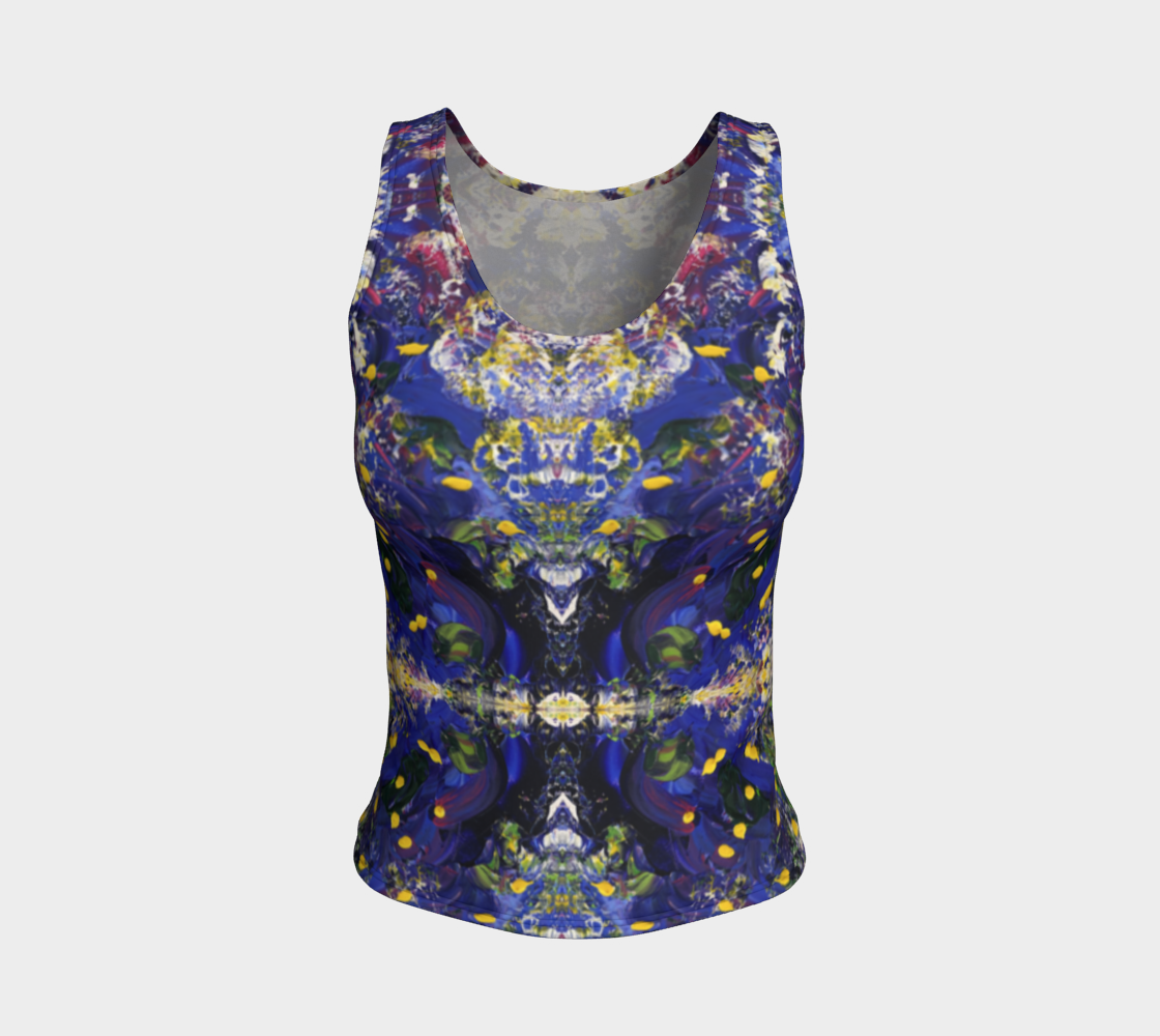 "Spring Flowers" Fitted Tank Top LONG (Purple and Yellow)