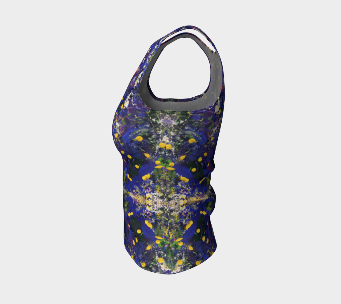 "Spring Flowers" Fitted Tank Top LONG (Purple and Yellow)
