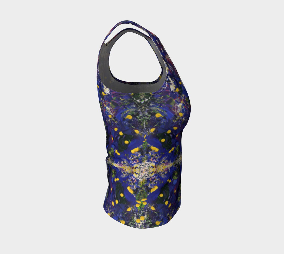 "Spring Flowers" Fitted Tank Top LONG (Purple and Yellow)