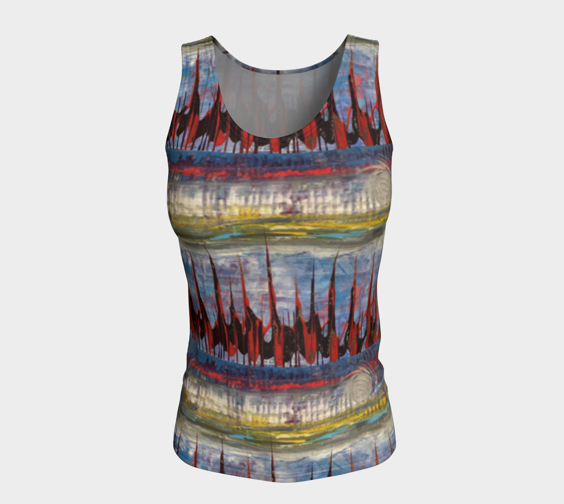 "Northern Reflections" Fitted Tank Top LONG  (Blue, Grey, Pink)