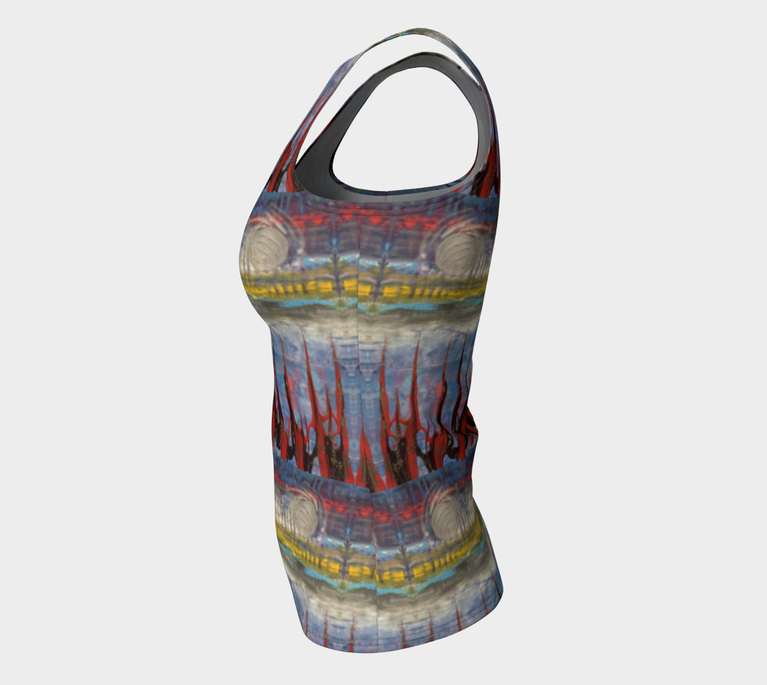 "Northern Reflections" Fitted Tank Top LONG  (Blue, Grey, Pink)