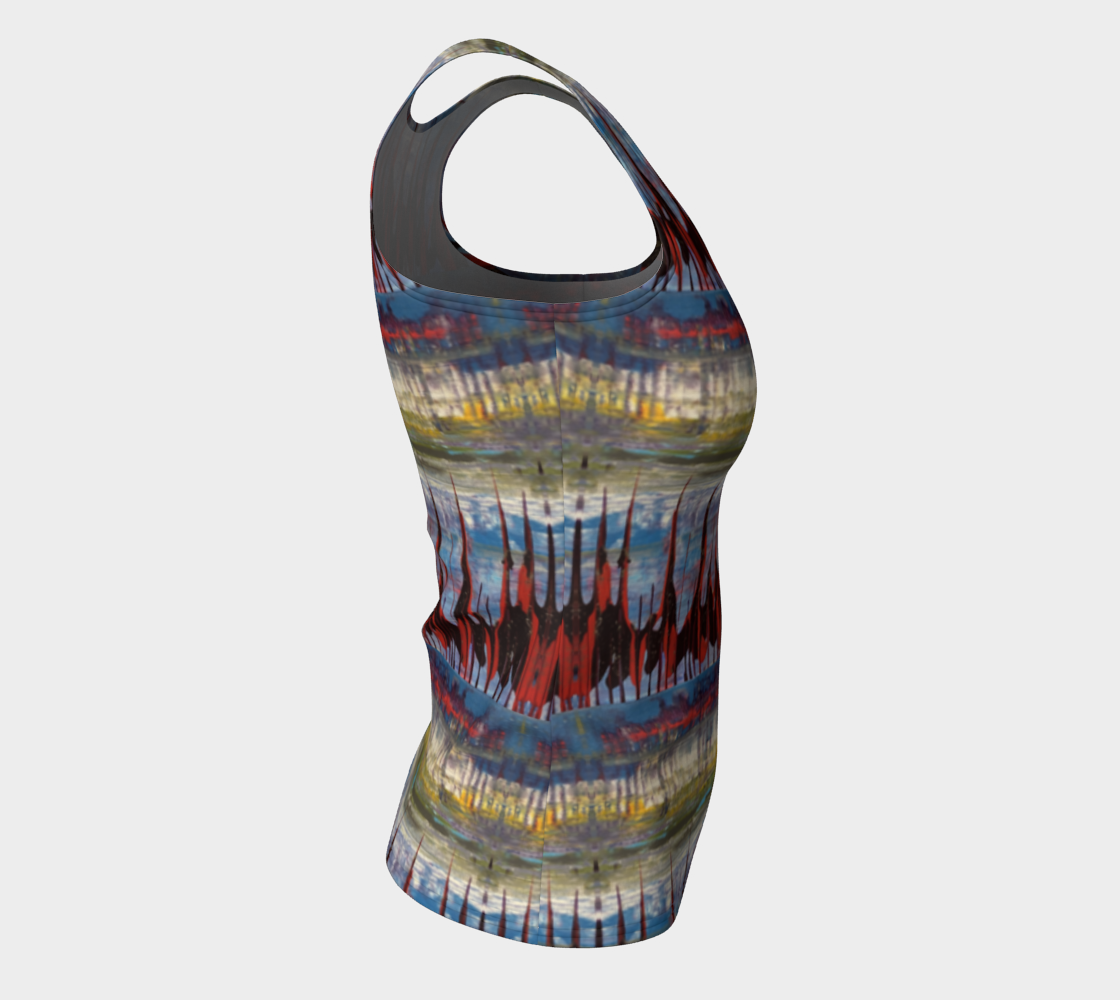 "Northern Reflections" Fitted Tank Top LONG  (Blue, Grey, Pink)