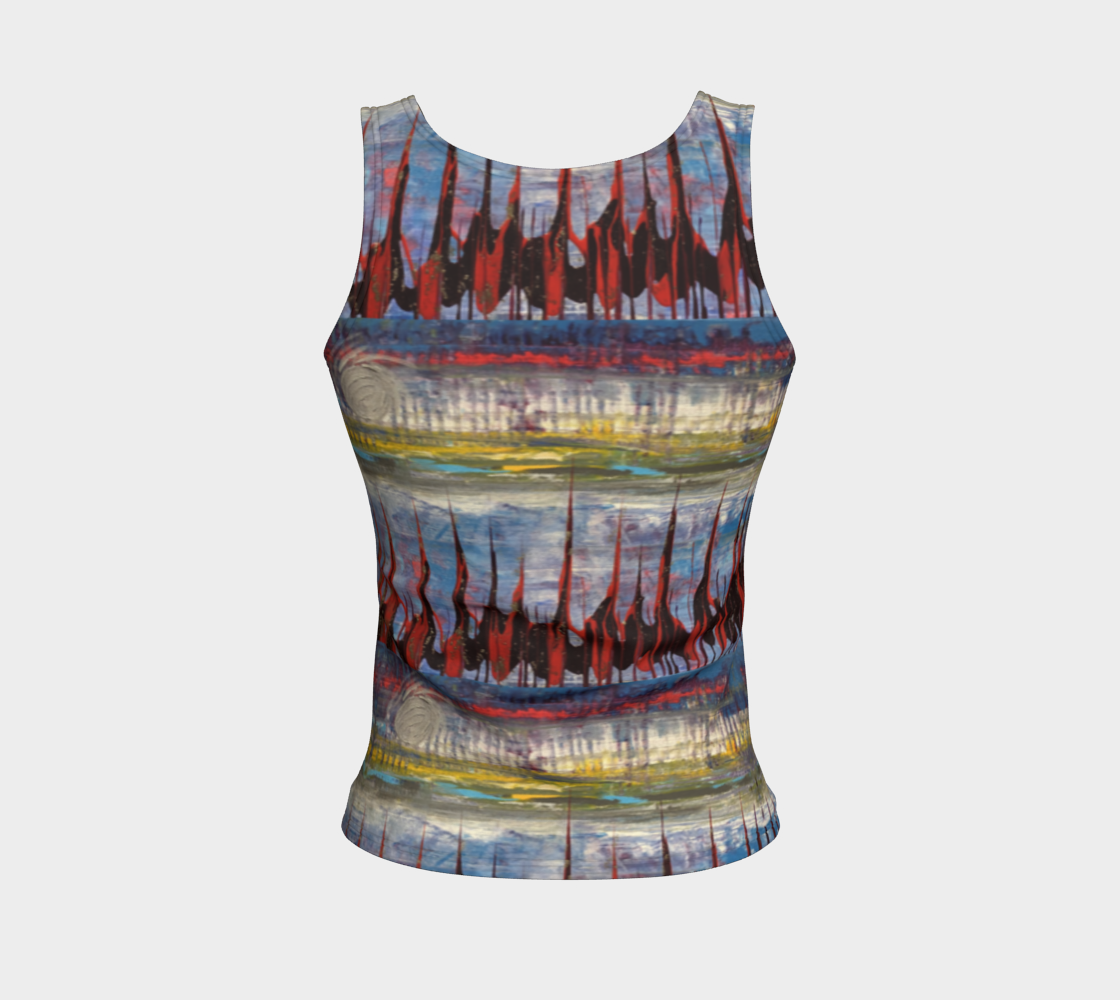 "Northern Reflections" Fitted Tank Top LONG  (Blue, Grey, Pink)