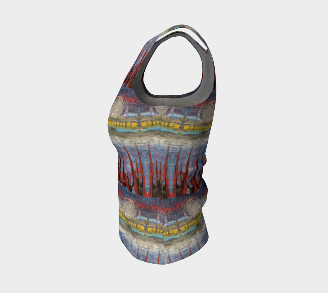 "Northern Reflections" Fitted Tank Top LONG  (Blue, Grey, Pink)