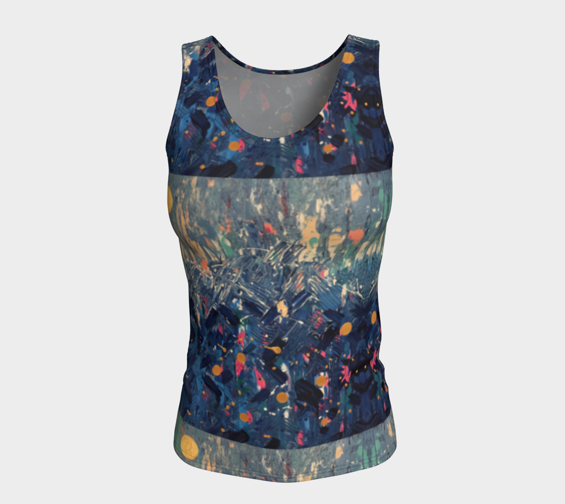 "Blue Mountain" Fitted Tank Top ( Blue, Pink)