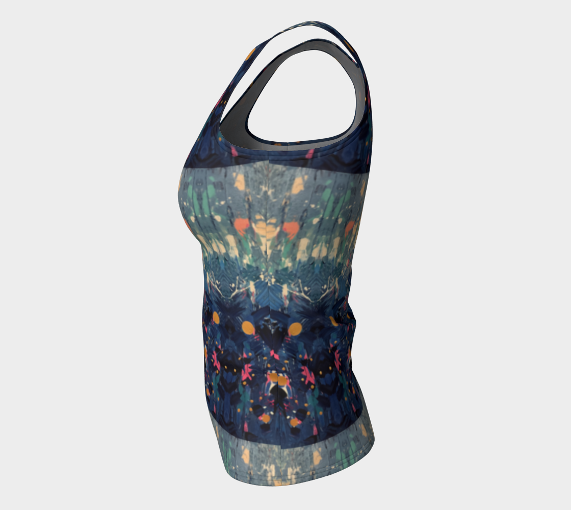 "Blue Mountain" Fitted Tank Top ( Blue, Pink)