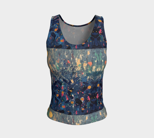 "Blue Mountain" Fitted Tank Top LONG ( Blue, Pink)