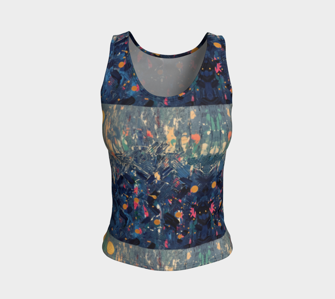 "Blue Mountain" Fitted Tank Top ( Blue, Pink)