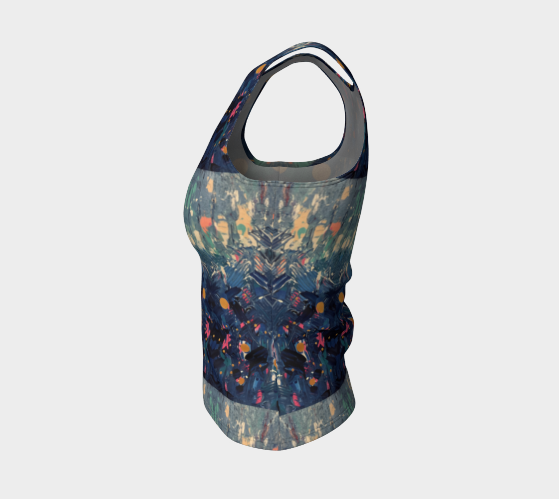 "Blue Mountain" Fitted Tank Top ( Blue, Pink)