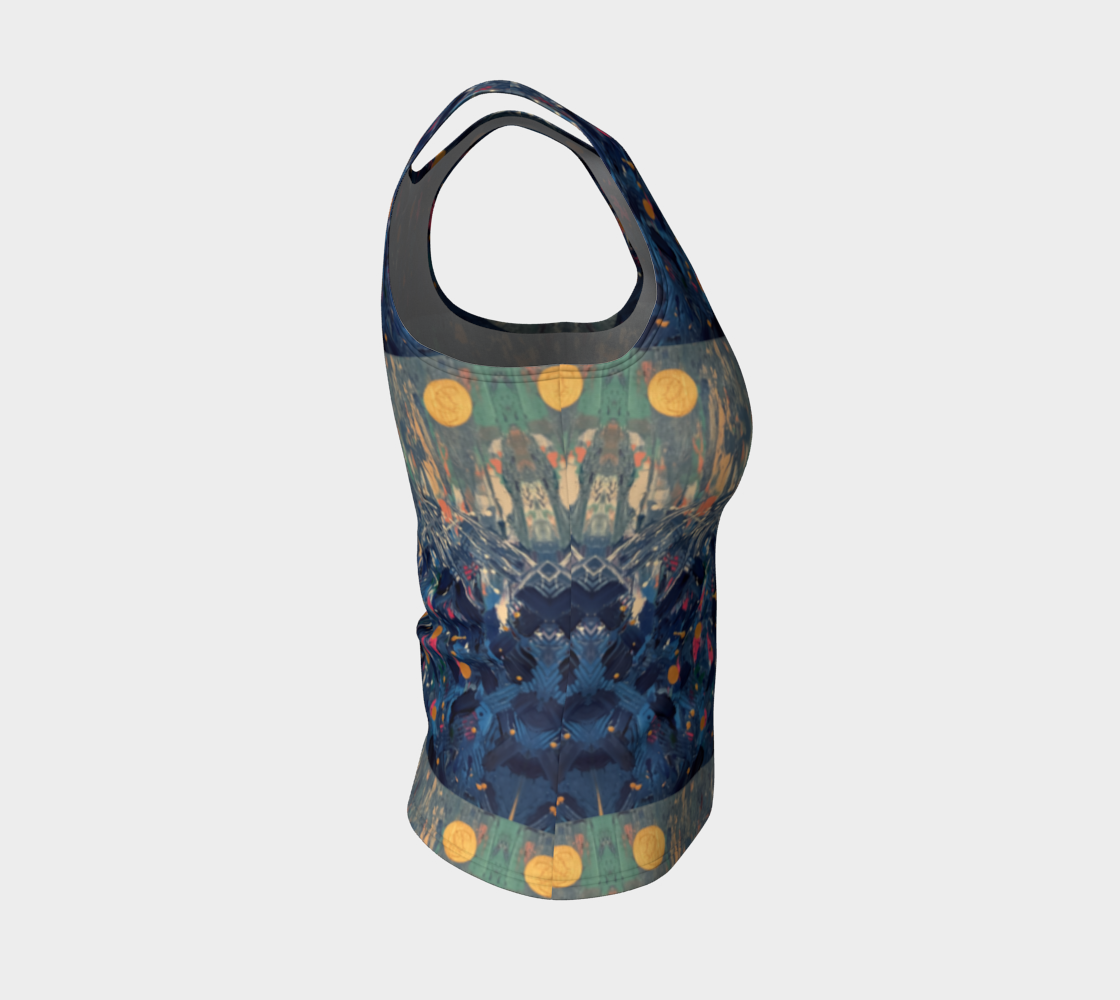 "Blue Mountain" Fitted Tank Top ( Blue, Pink)