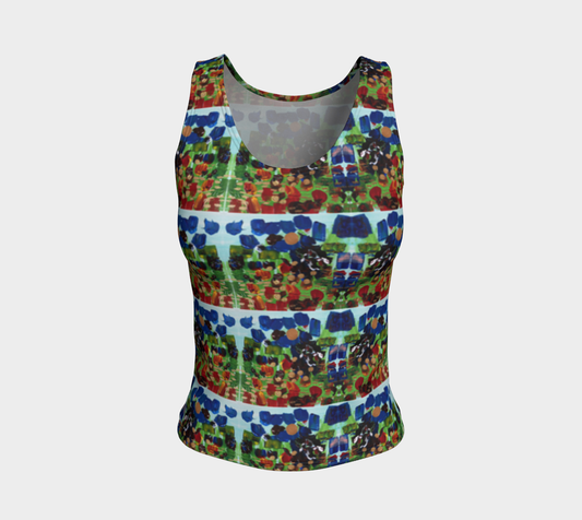 "Fall Garden" Fitted Tank Top ( Blue, Green, Red)