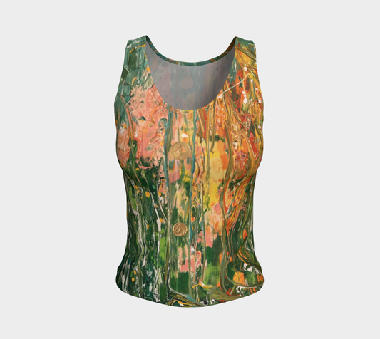 "Gladiola" Fitted Tank LONG ( Green, Orange)
