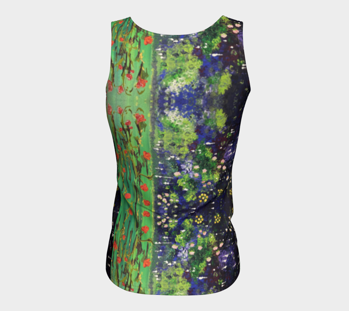"Monty's Marsh in Summer" Fitted Tank ( Green, Purple)