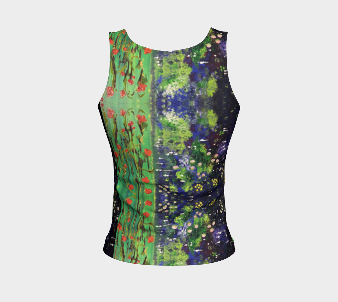 "Monty's Marsh in Summer" Fitted Tank ( Green, Purple)