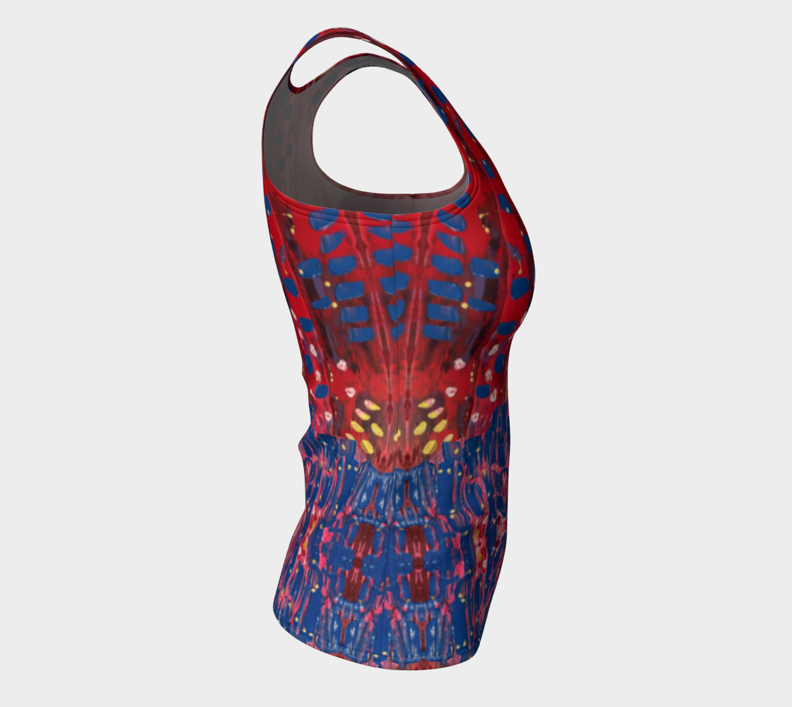 "Hearts and Flowers" Fitted Tank Top  LONG (Red, Pink, Blue)