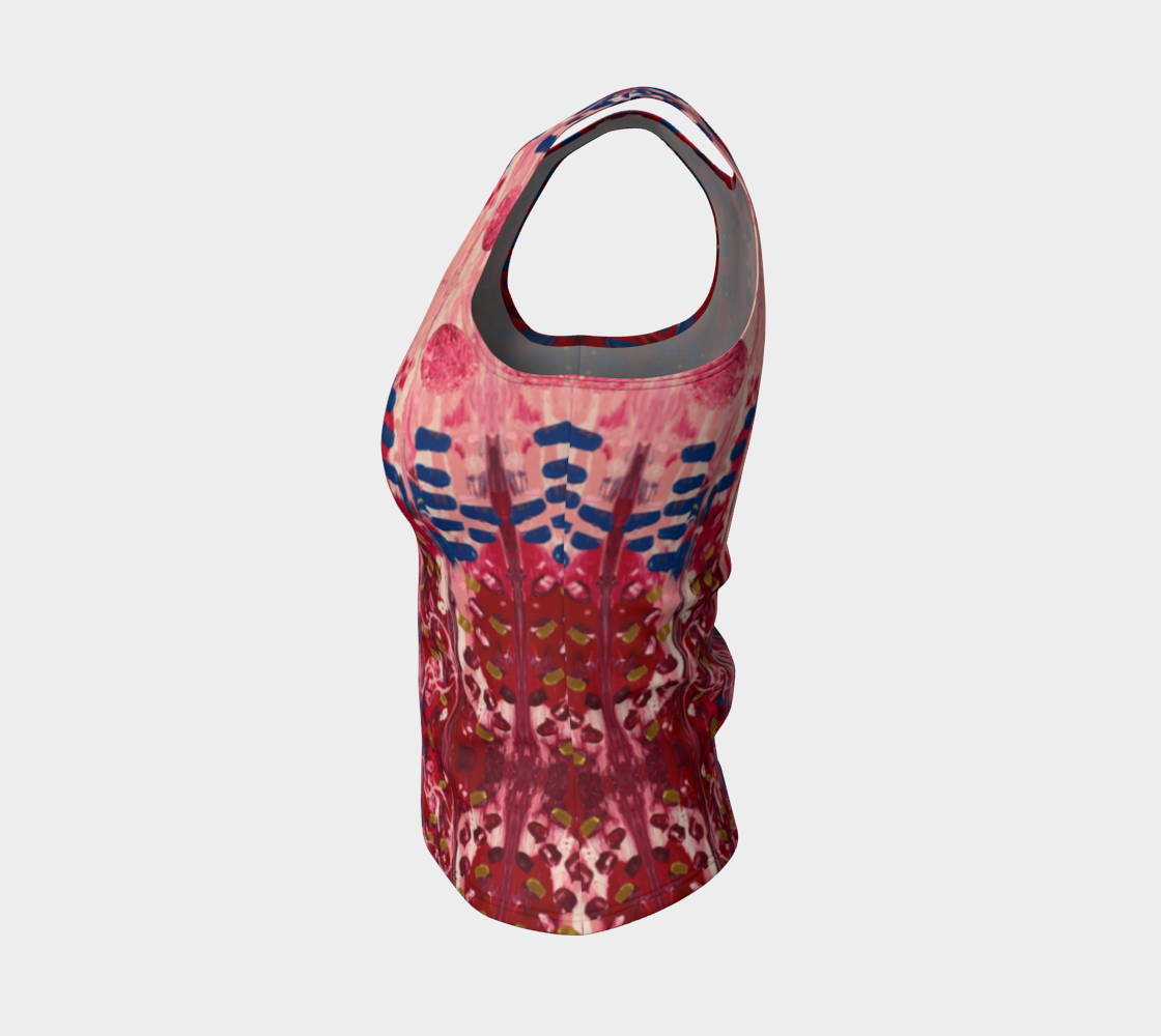 "Hearts and Flowers" Fitted Tank Top  LONG (Red, Pink, Blue)