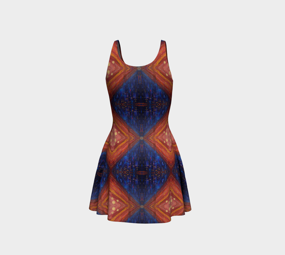 "Dawn" Flare Dress (Blue, Red)