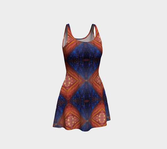 "Dawn" Flare Dress (Blue, Red)