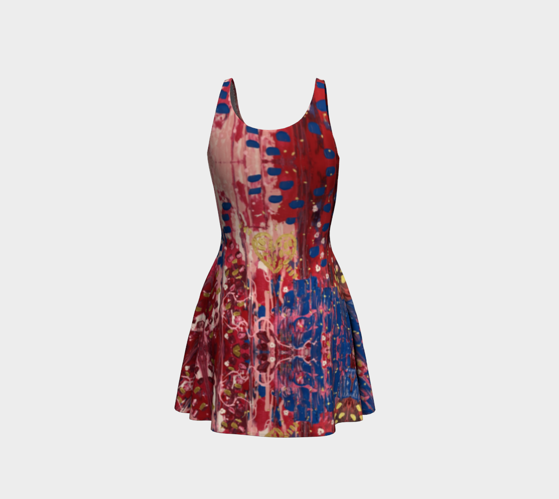 "Hearts and Flowers" Flare Dress (Red, Pink, Blue)
