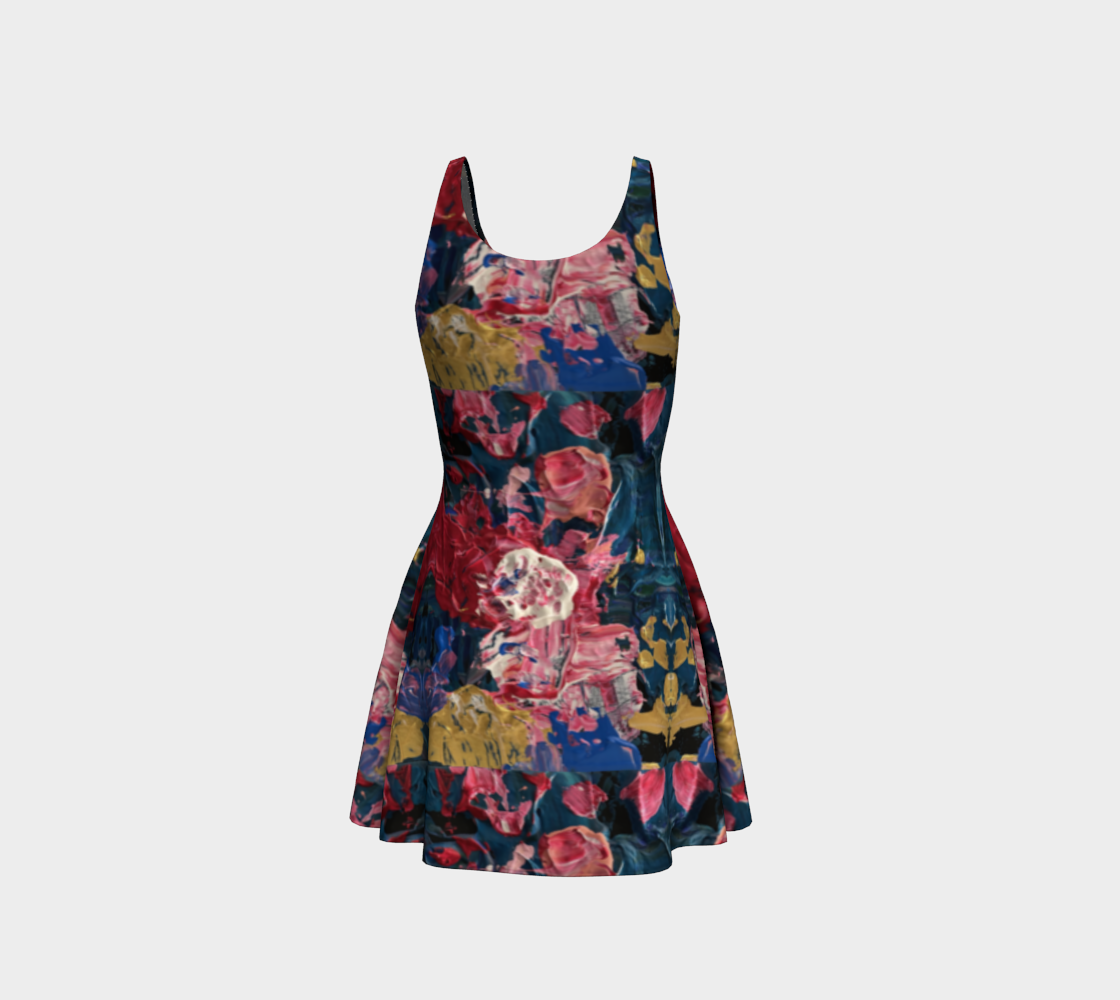 "Wild Carnations" Flare Dress (Pink, Blue)