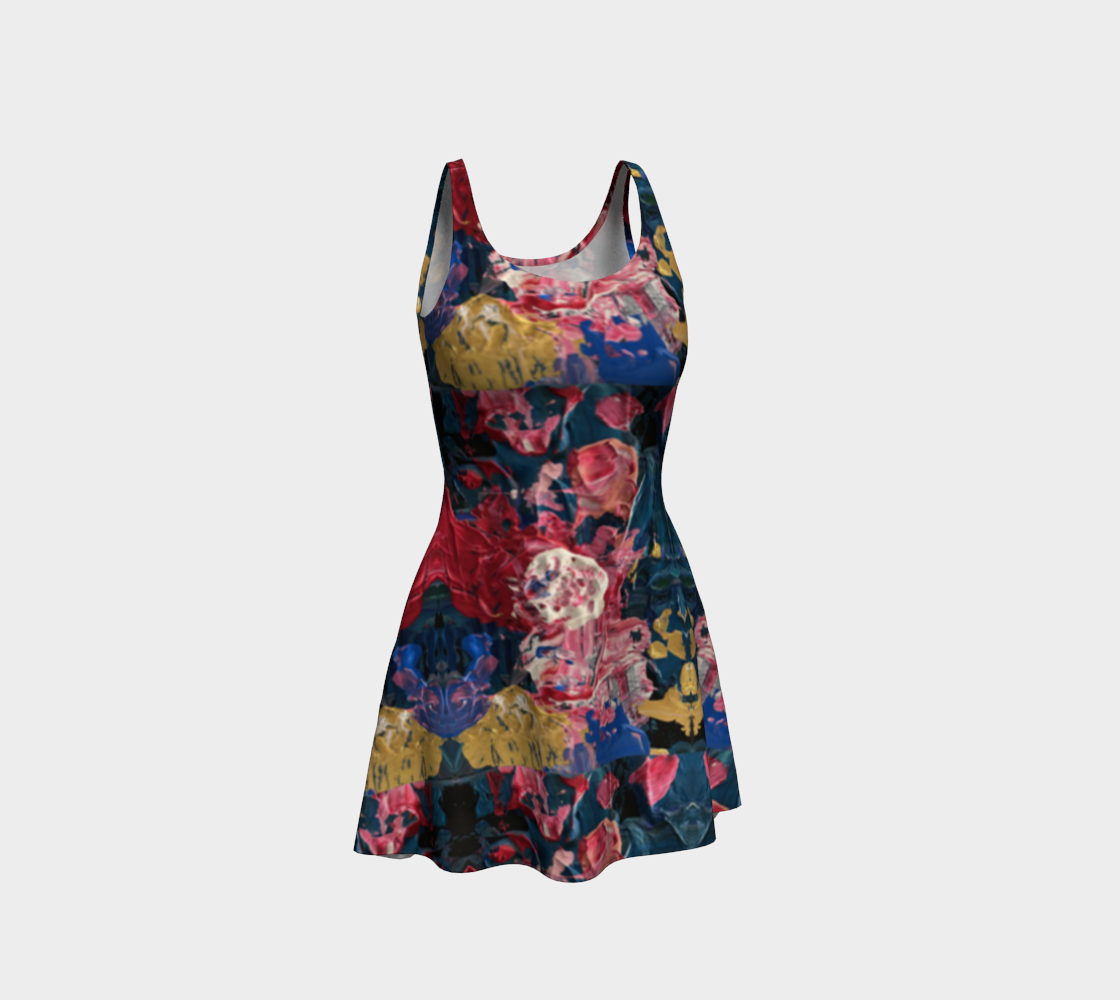 "Wild Carnations" Flare Dress (Pink, Blue)