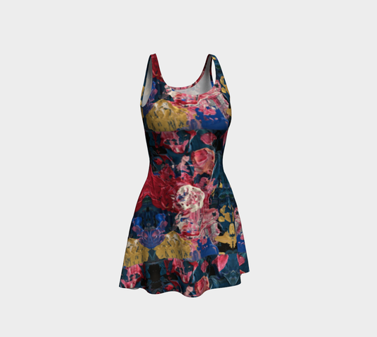 "Wild Carnations" Flare Dress (Pink, Blue)