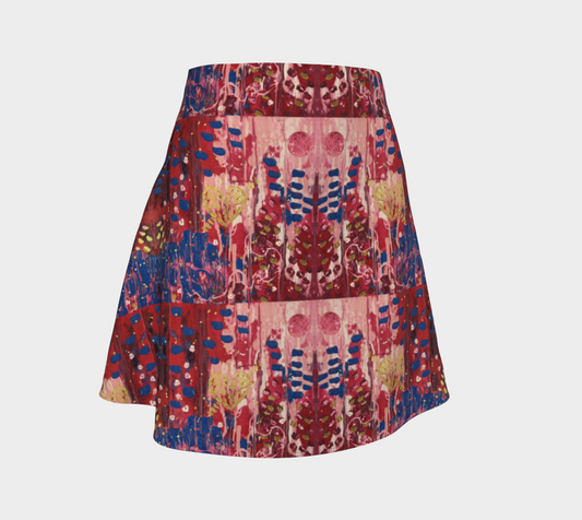 "Hearts and Flowers" Flare Skirt  #2 (Red, Pink, Blue)