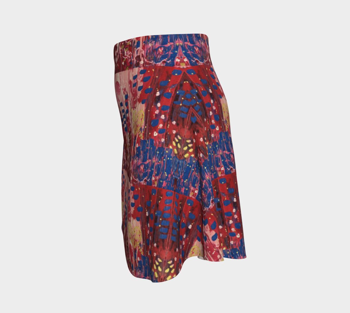 "Hearts and Flowers" Flare Skirt  #2 (Red, Pink, Blue)