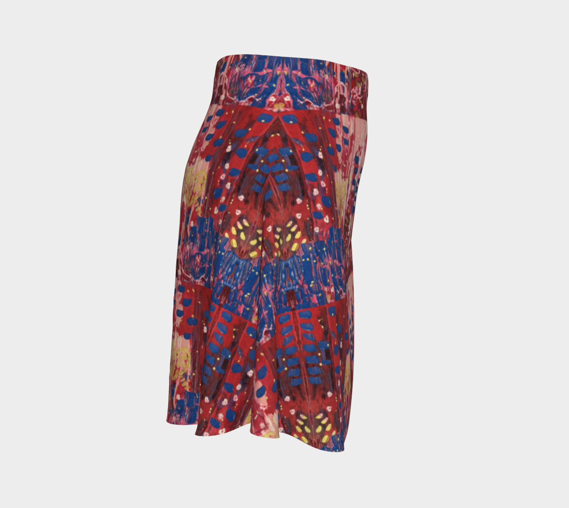 "Hearts and Flowers" Flare Skirt  #2 (Red, Pink, Blue)