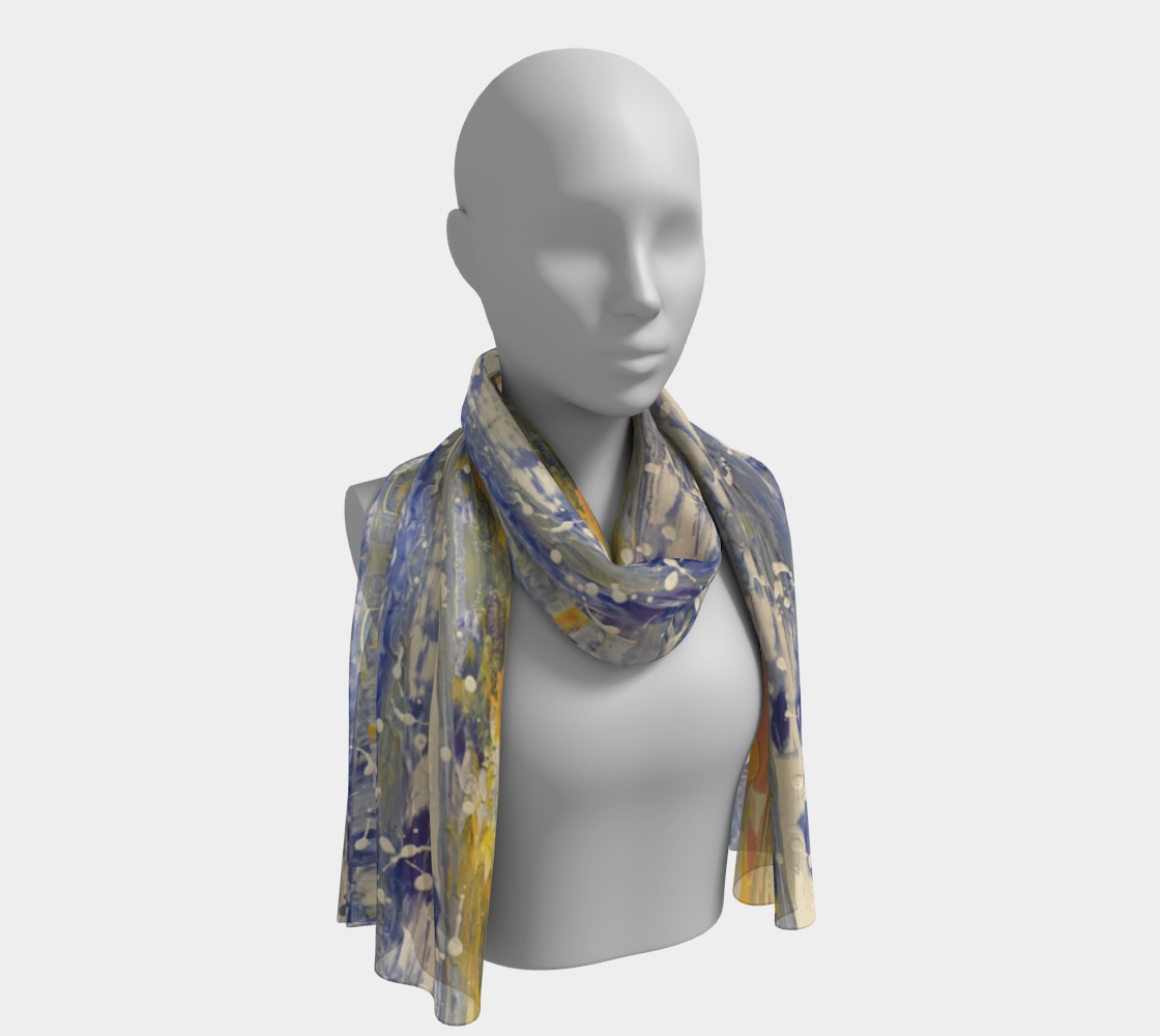 "Bruce County Winter" Long Scarf ( Buff, Peach, Blue, Yellow)