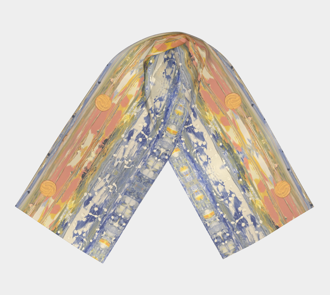 "Bruce County Winter" Long Scarf ( Buff, Peach, Blue, Yellow)