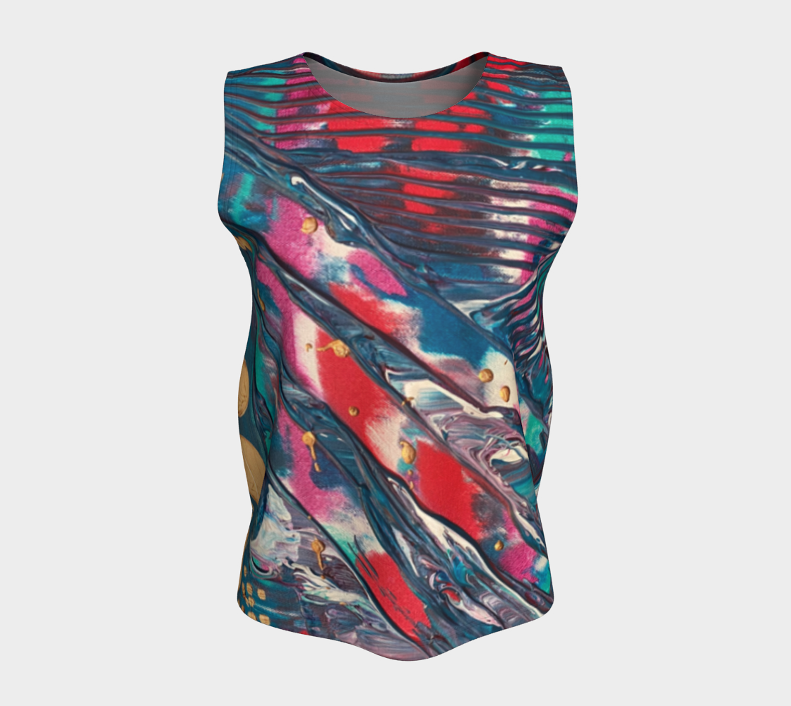 "Awakening" Loose Tank Top (Aqua, Red)
