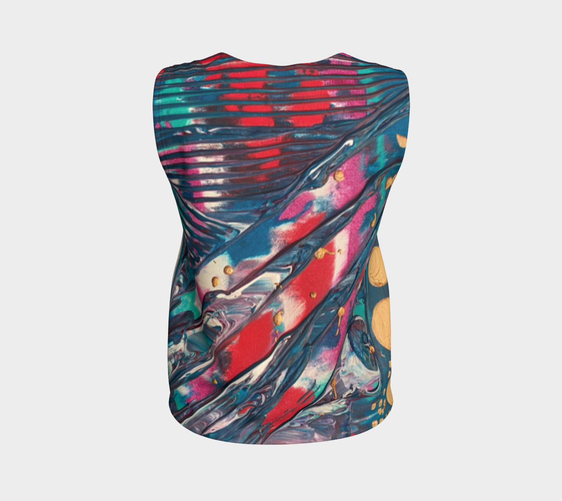 "Awakening" Loose Tank Top LONG (Aqua, Red)