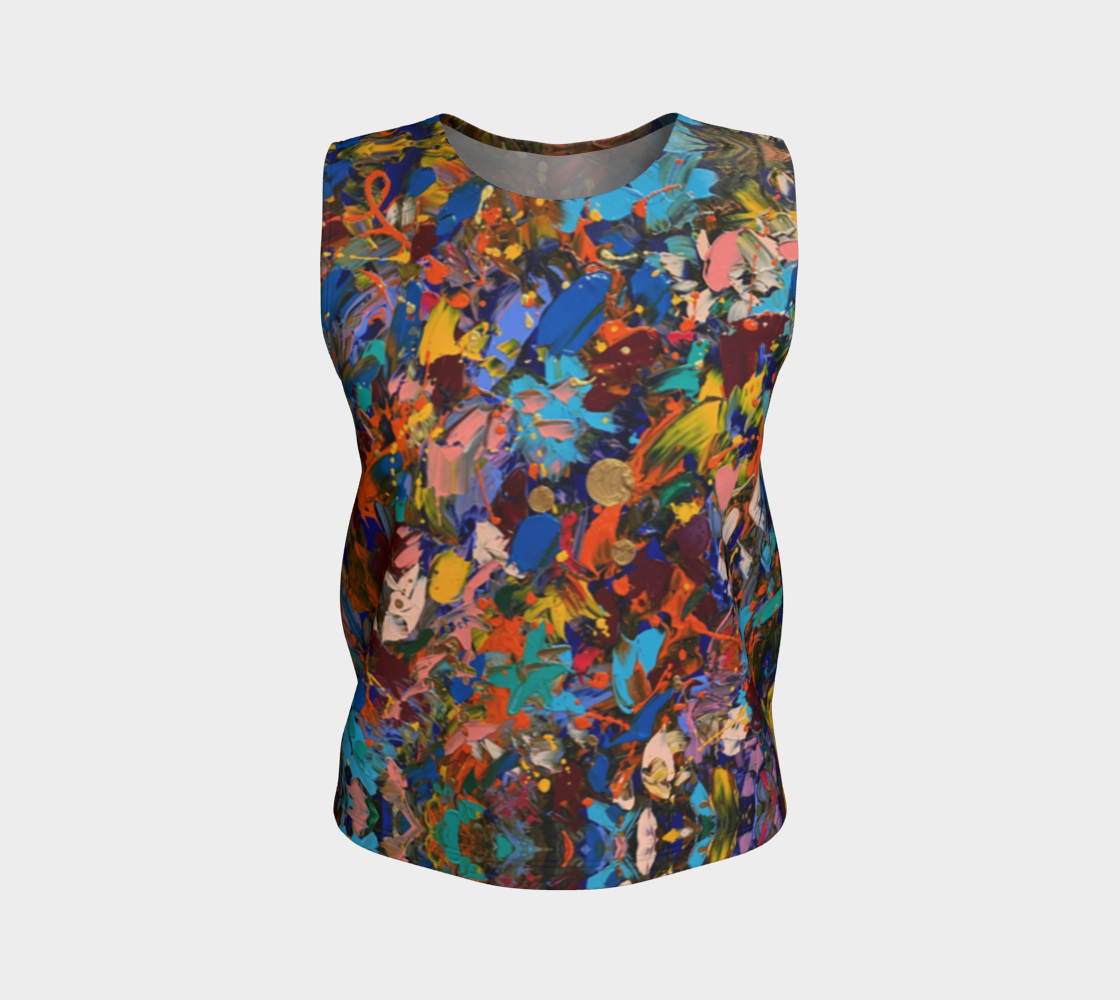 "Crazy For You"  Loose Tank Top LONG (Multi)