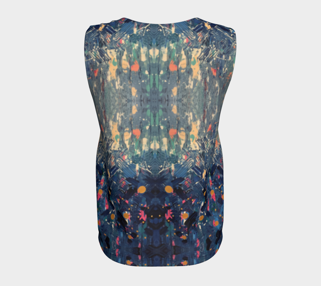 “Blue Mountain” Loose Tank Top LONG (Blue)