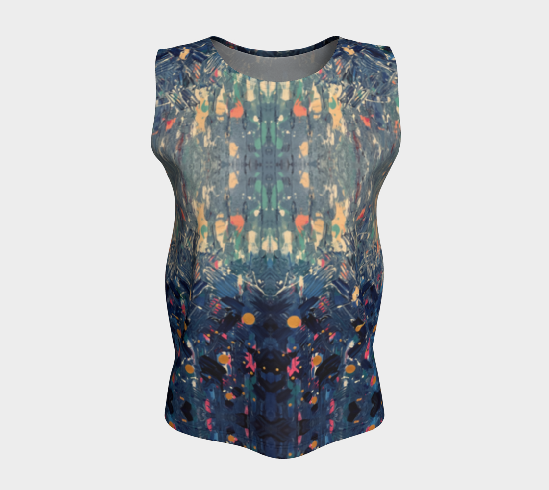 “Blue Mountain” Loose Tank Top LONG (Blue)