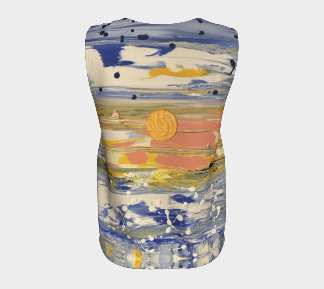 “Blue Snow” Loose Tank Top LONG (Blue, Yellow, White)