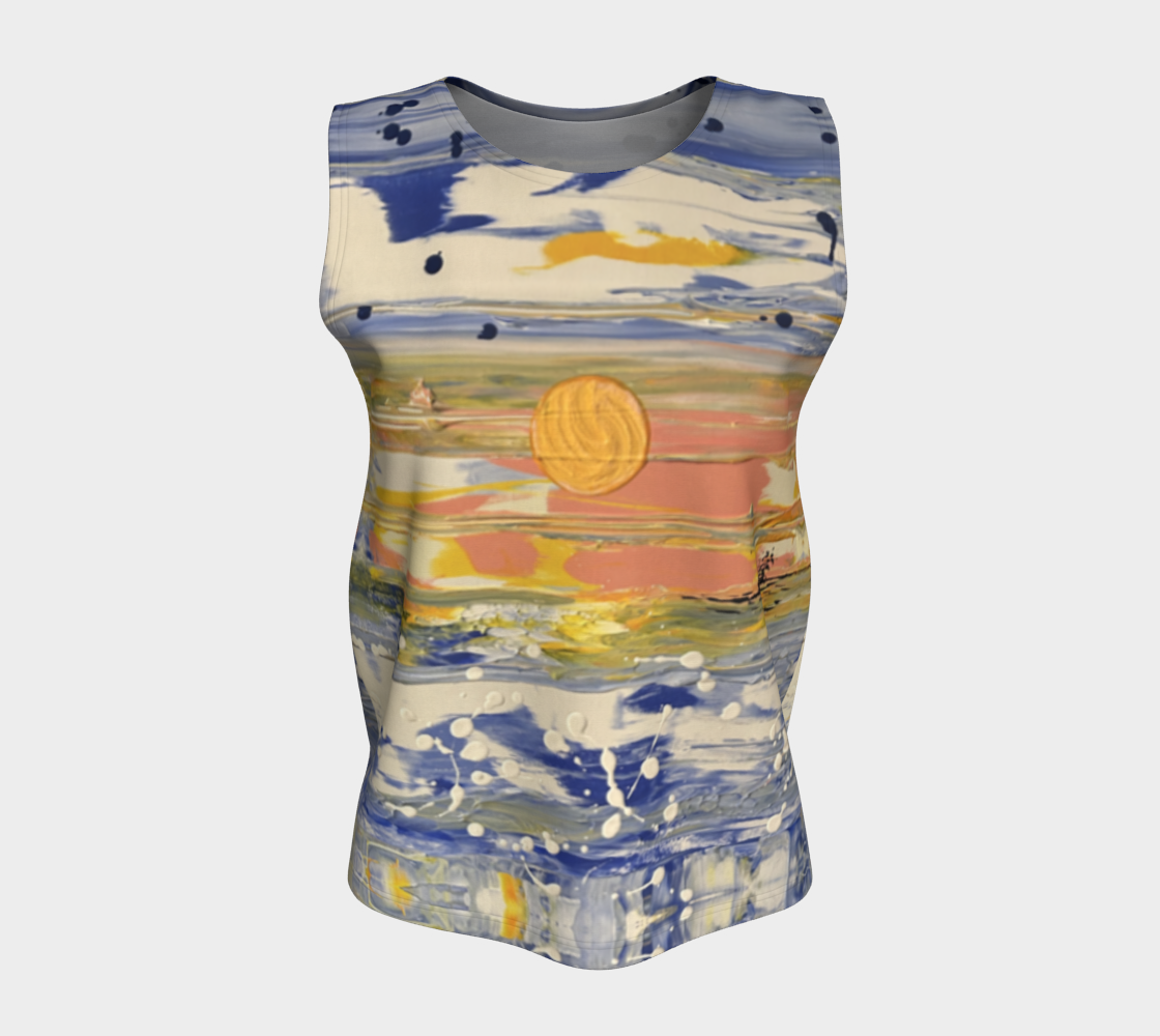 “Blue Snow” Loose Tank Top LONG (Blue, Yellow, White)